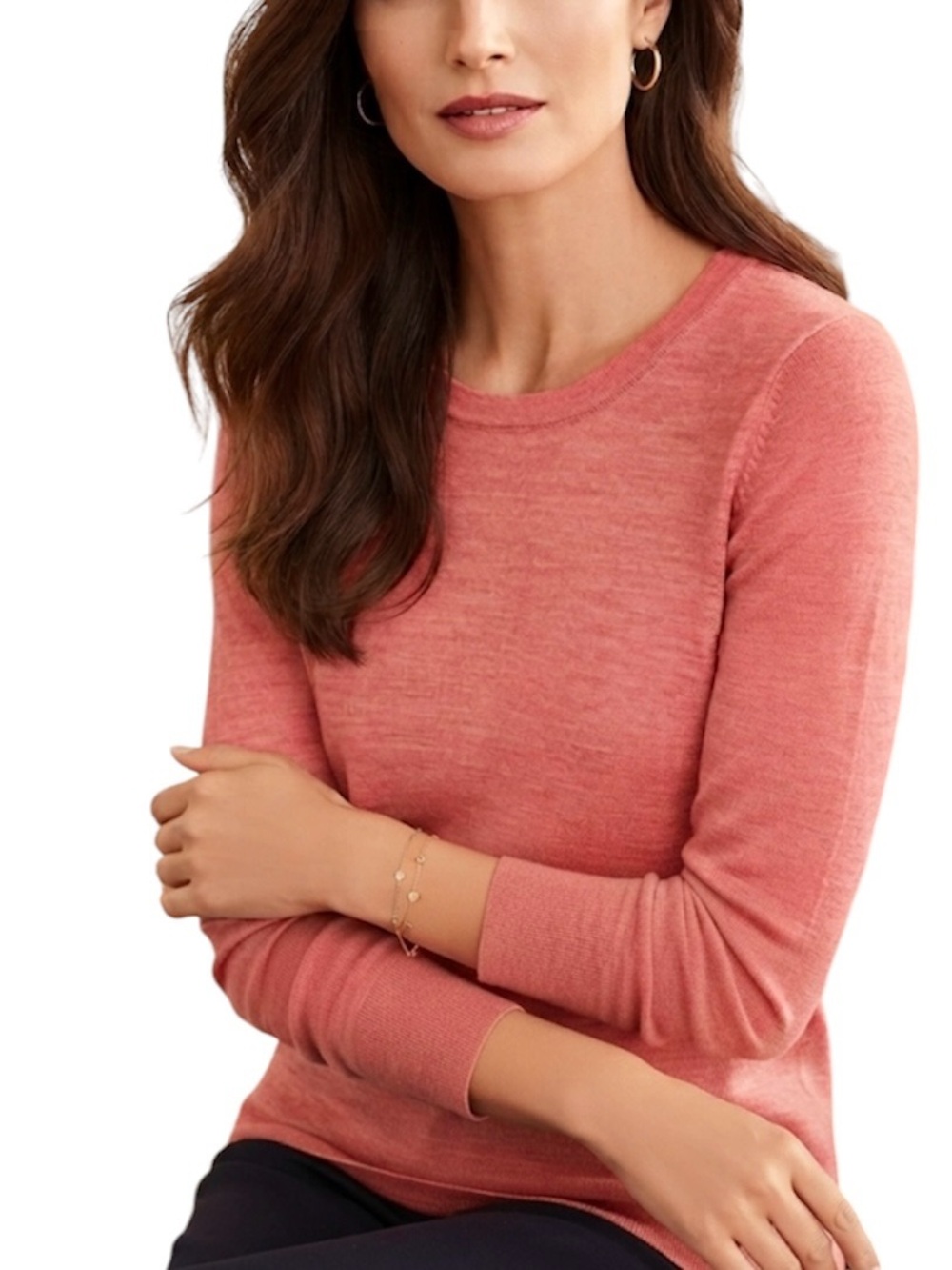 Ann Taylor Sweater Fine Knit Merino Wool Button Back